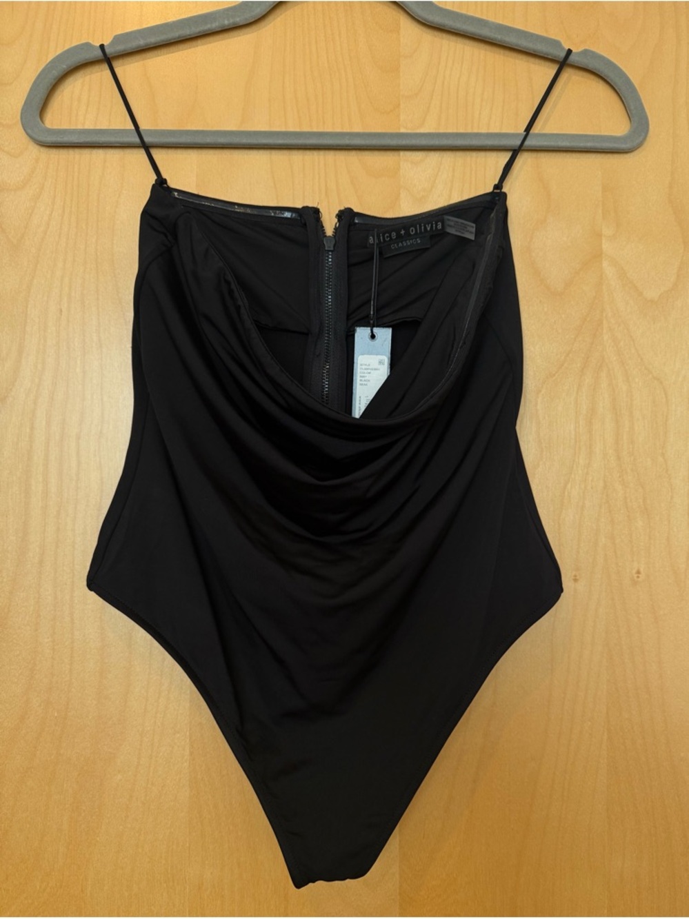 Alice + Olivia Black Strapless Bodysuit Straight Neckline NWT Size S